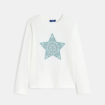 تيشيرت مزين بنجمة باللون الأبيض للفتيات